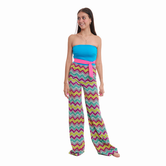 Pantalón zigzag pierna ancha