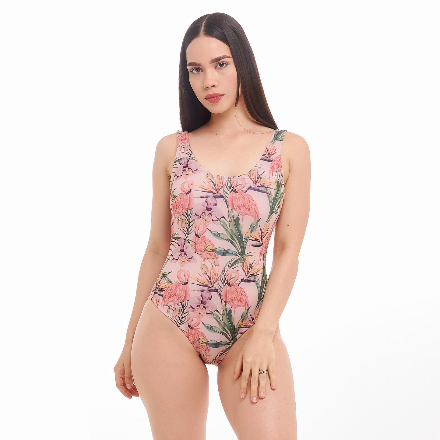 Bañador Melón con Flamingos