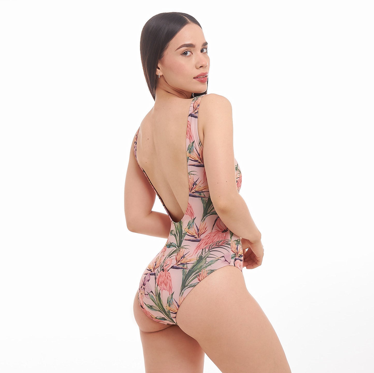 Bañador Melón con Flamingos