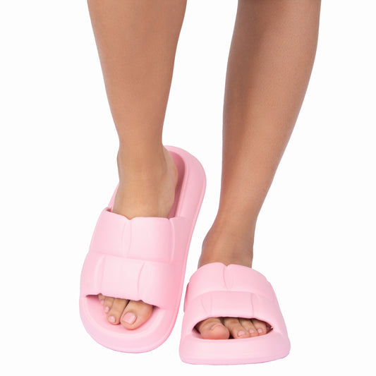 Sandalia de banda a cuadros rosa