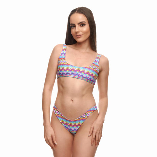 Top zigzag colores coral morado menta